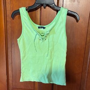 Vintage SO Women's Mint Lace-Up Tank Top